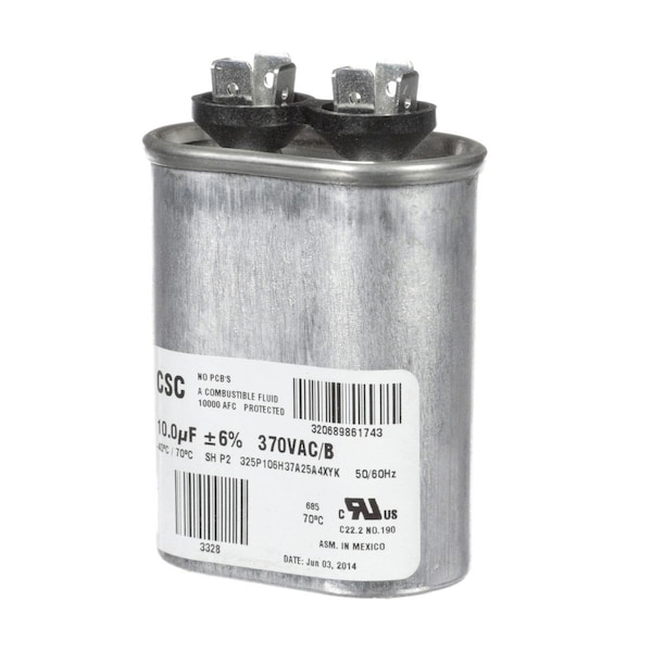 Single Run Capacitor, 10Mfd, 370V, Flat